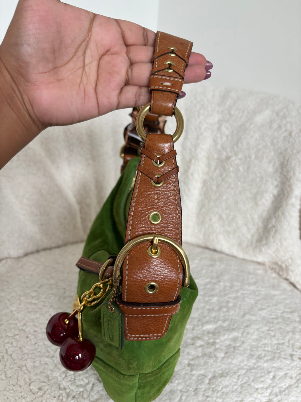Coach Green Suede Hobo Shoulder Bag 🍒