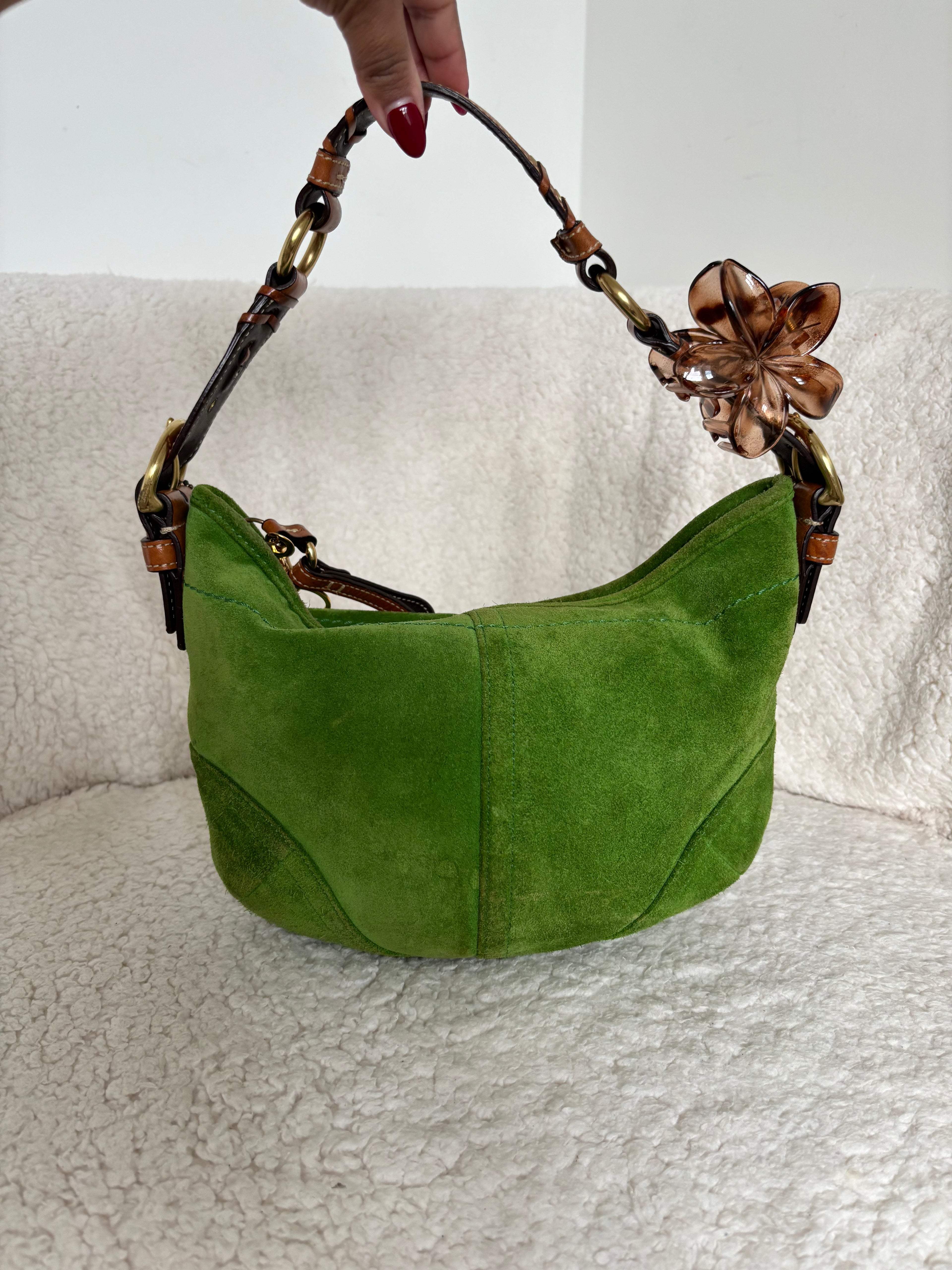 Coach Green Suede Hobo Shoulder Bag 🍒