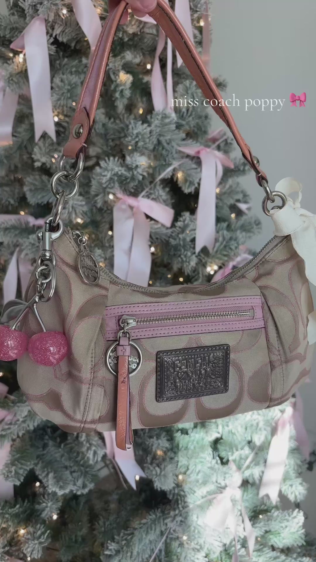 Coach Baby Pink and Brown Poppy Shoulder Bag